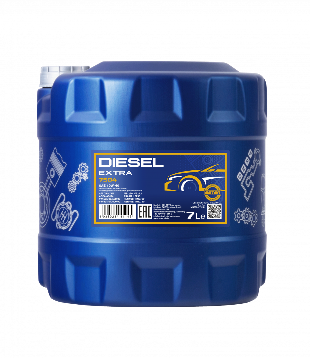 HUILE MOTEUR 10W40 7L DIESEL EXTRA 7504-7 MANNOL