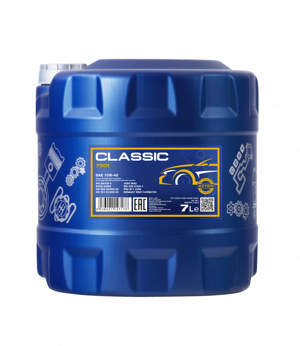 HUILE MOTEUR 10W40 7L CLASSIC 7501-7 MANNOL
