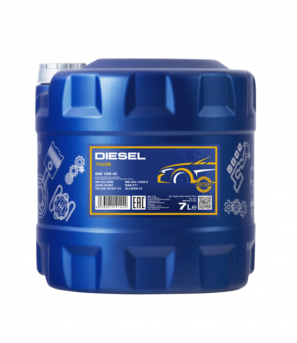 HUILE MOTEUR 15W40 7L DIESEL 7402-7 MANNOL